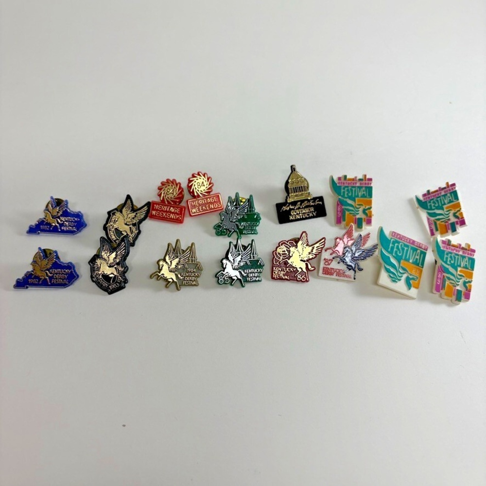 Lot of (16) 1980's Kentucky Derby Festival Pins Pegasus 1982 - 1989 & Heritage W - Picture 1 of 4